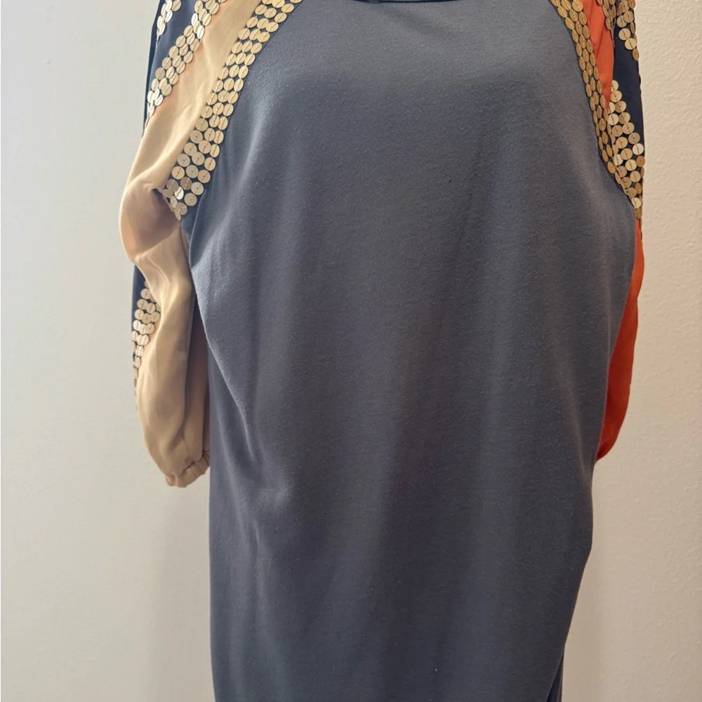 See by Chloé Gray Mini Dress with Sequined Stripes - Picture 6 of 9